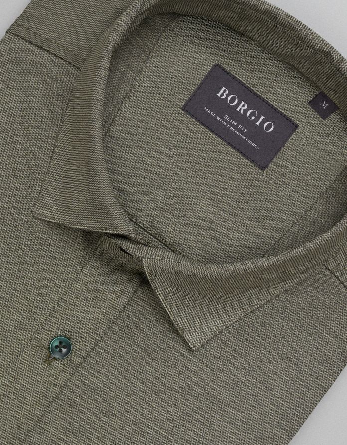 koszula raguza 00499 długi rękaw zielony slim fit