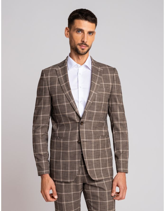 marynarka do zestawu crissolo brąz slim fit