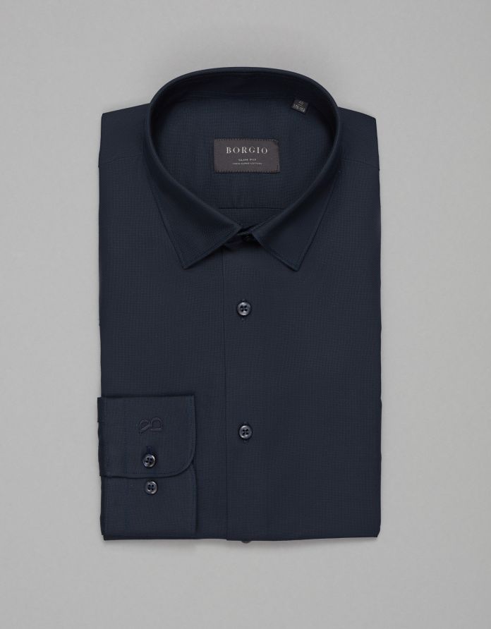 koszula rosazza 00503 długi rękaw granatowy slim fit