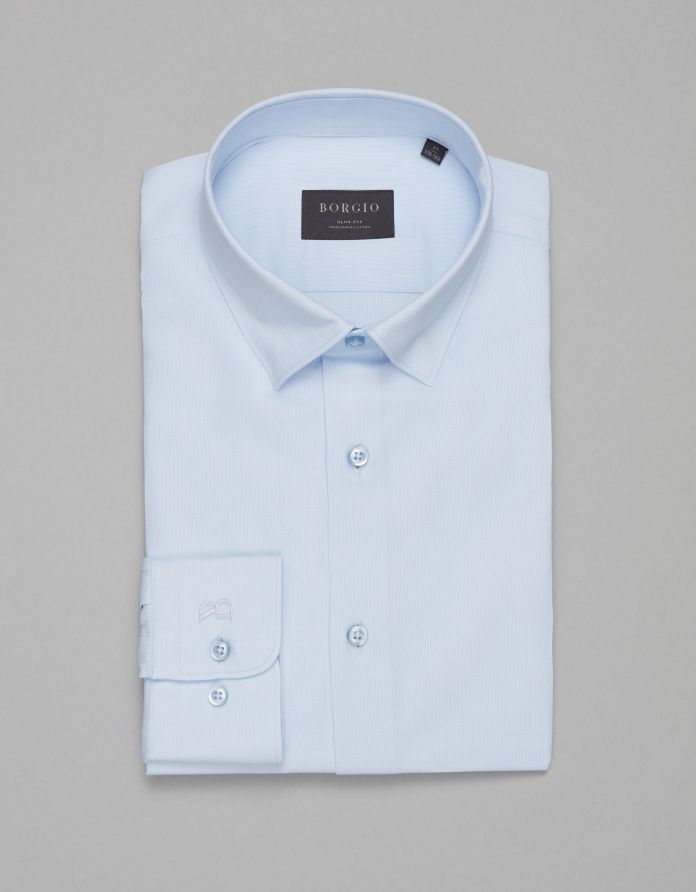 koszula rosazza 00504 długi rękaw błękit slim fit