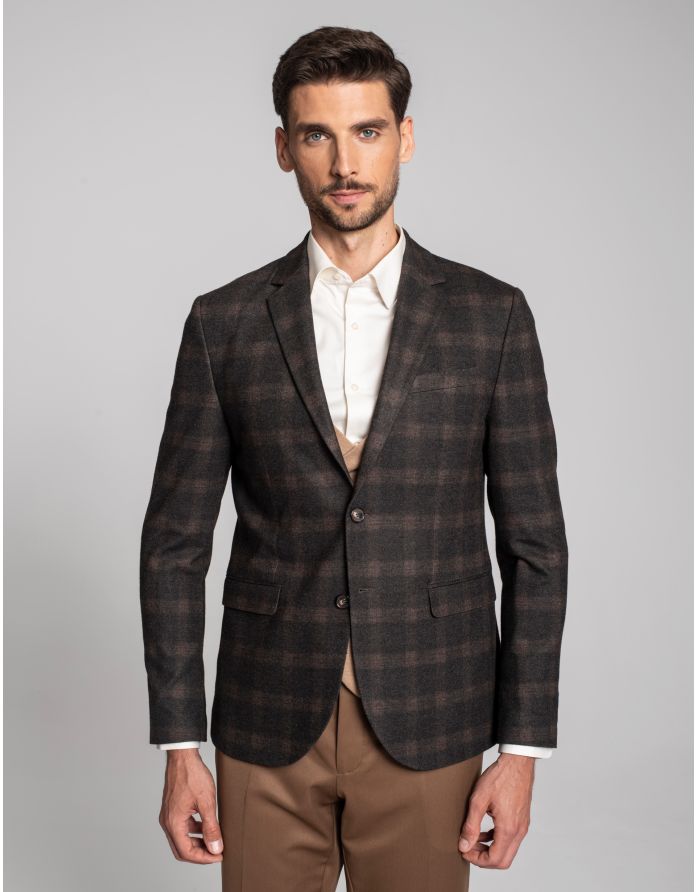 marynarka valmorea brąz slim fit