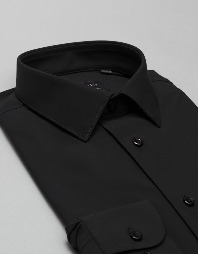 koszula ateleta 00507 długi rękaw czarny slim fit