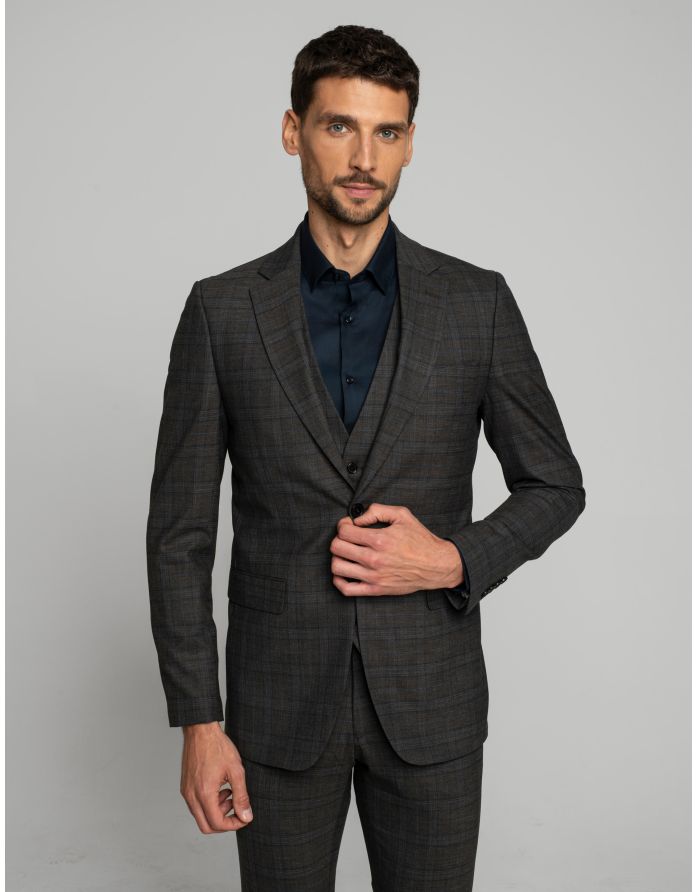 marynarka do zestawu tolmezzo brąz slim fit