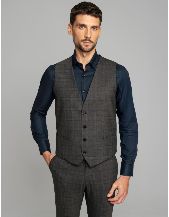 kamizelka do zestawu tolmezzo brąz slim fit