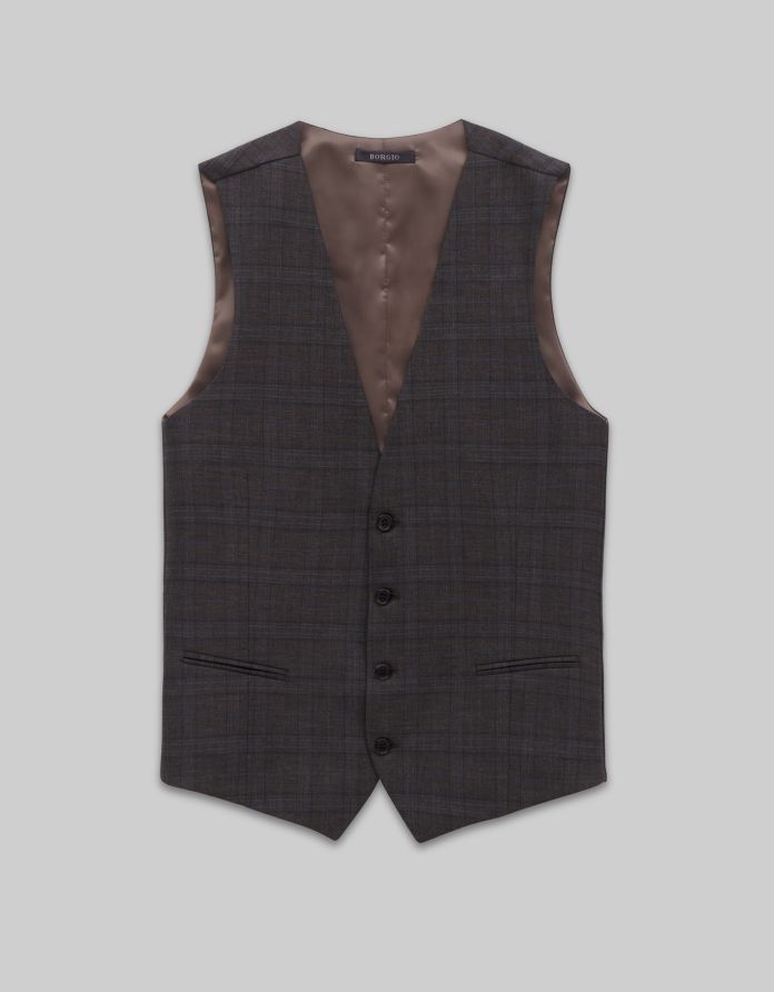 kamizelka do zestawu tolmezzo brąz slim fit