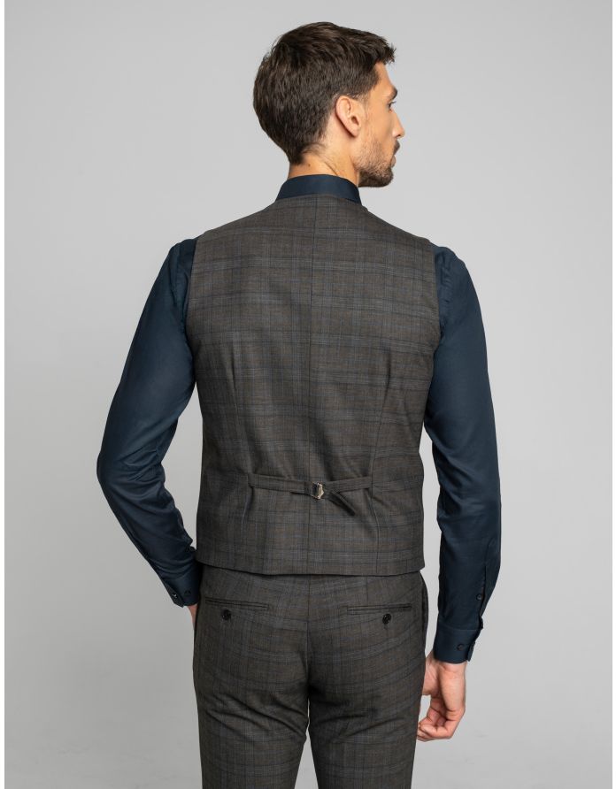 kamizelka do zestawu tolmezzo brąz slim fit