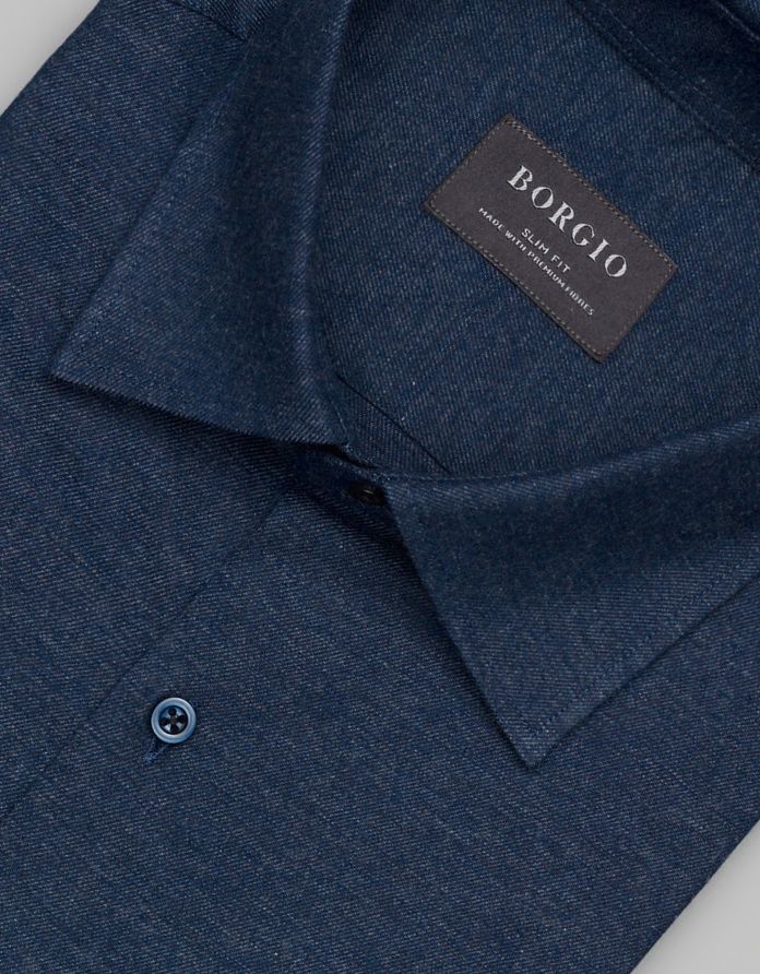 koszula flumeri 00508 długi rękaw granatowy slim fit