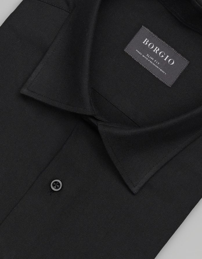 koszula flumeri 00509 długi rękaw czarny slim fit