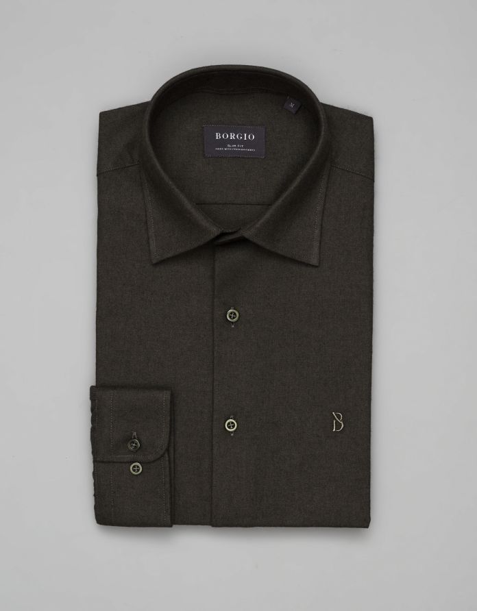 koszula flumeri 00511 długi rękaw zielony slim fit