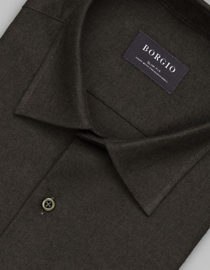 koszula flumeri 00511 długi rękaw zielony slim fit