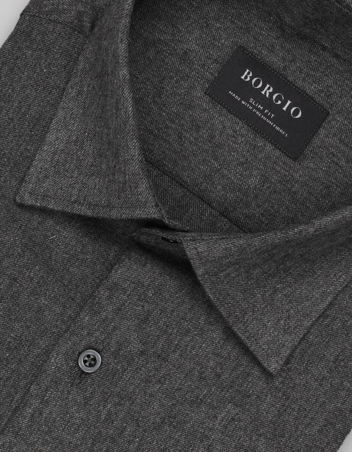 koszula flumeri 00513 długi rękaw szary slim fit