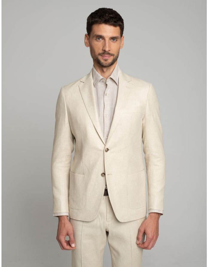 marynarka do zestawu lodrino beżowy slim fit