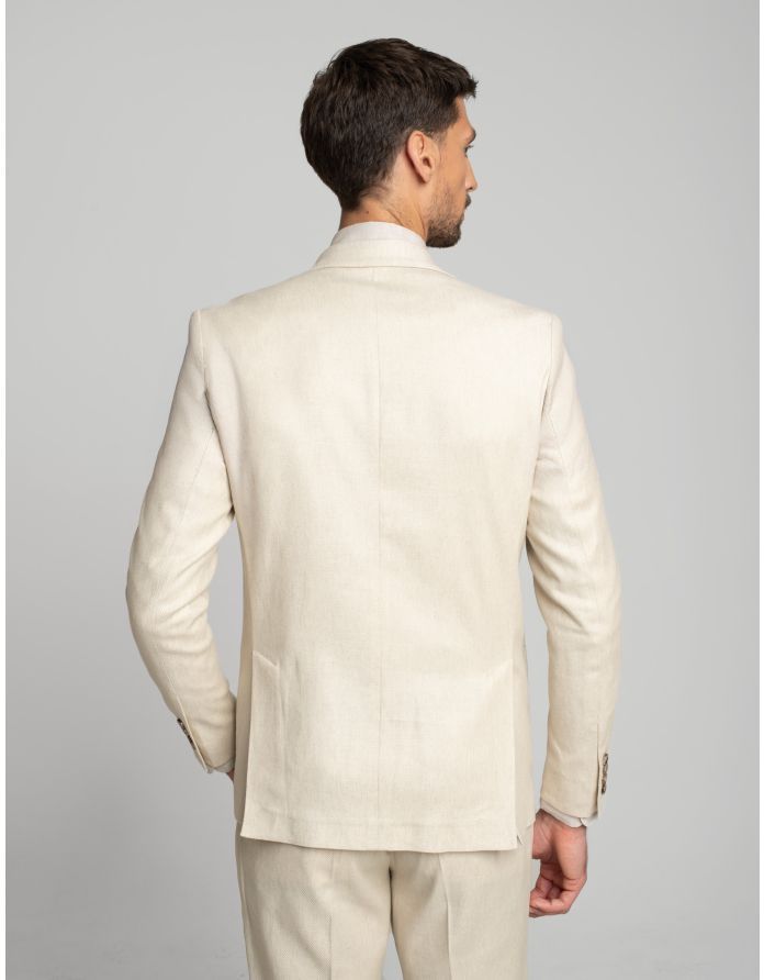 marynarka do zestawu lodrino beżowy slim fit