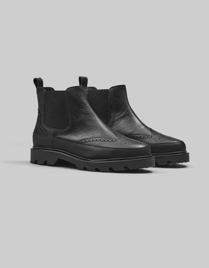 Buty sztyblety skórzane f702 czarne