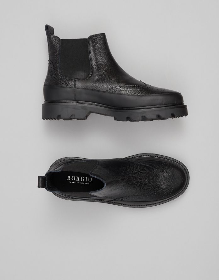 Buty sztyblety skórzane f702 czarne