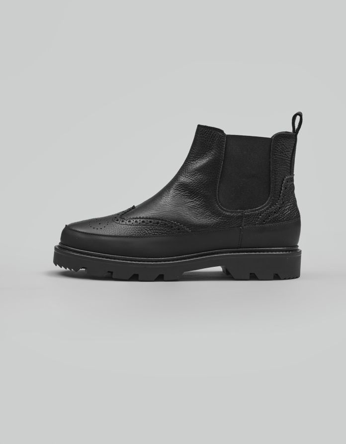 Buty sztyblety skórzane f702 czarne