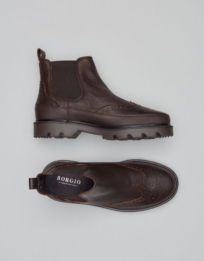 Buty sztyblety skórzane f702 brązowe