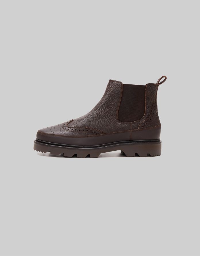 Buty sztyblety skórzane f702 brązowe