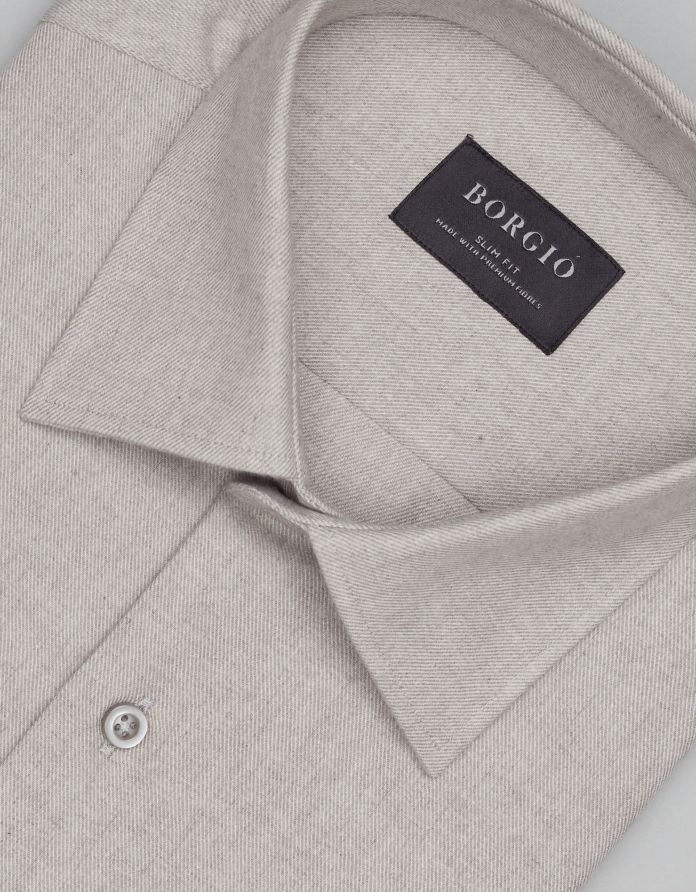 koszula flumeri 00516 długi rękaw beżowy slim fit