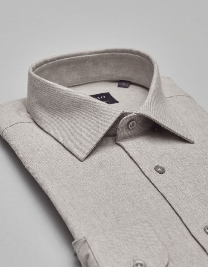 koszula flumeri 00516 długi rękaw beżowy slim fit