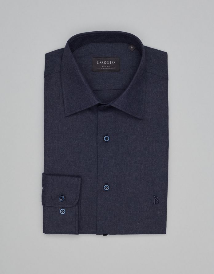 koszula flumeri 00518 długi rękaw granatowy slim fit