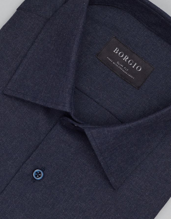 koszula flumeri 00518 długi rękaw granatowy slim fit