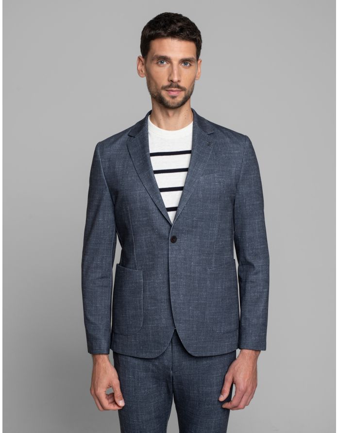 marynarka do zestawu lumarzo granatowy slim fit