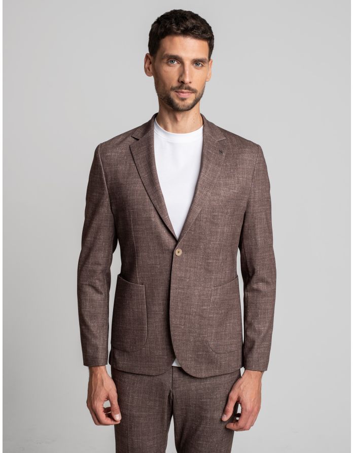 marynarka do zestawu lumarzo brąz slim fit