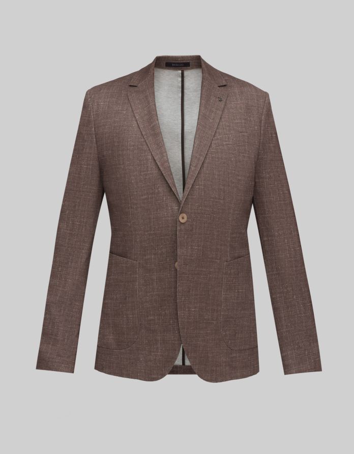 marynarka do zestawu lumarzo brąz slim fit