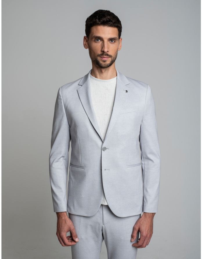 marynarka do zestawu perledo szary slim fit