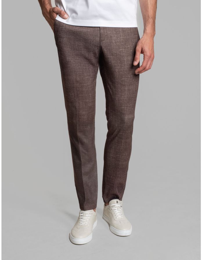 spodnie do zestawu lumarzo brąz slim fit