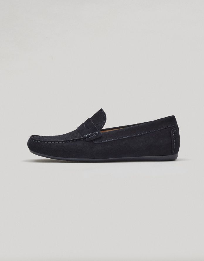 Granatowe mokasyny zamszowe F300