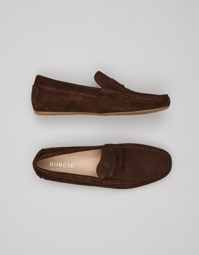 Brązowe mokasyny zamszowe f301