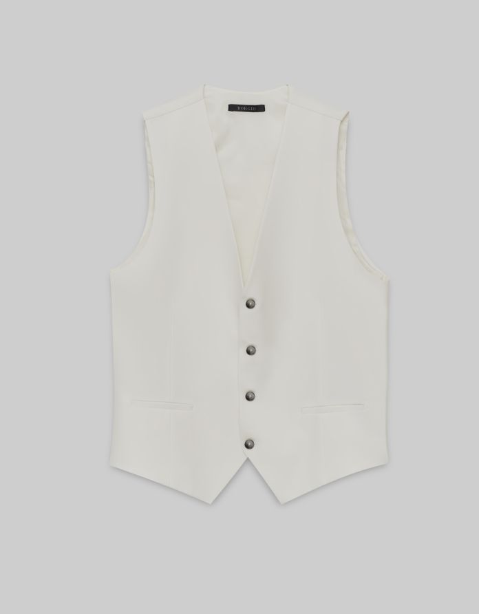 kamizelka do zestawu lido 01 biały slim fit