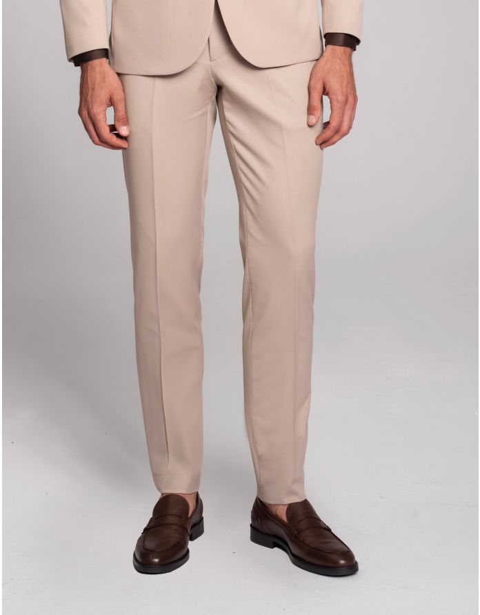 spodnie do zestawu lido 02 beżowy slim fit