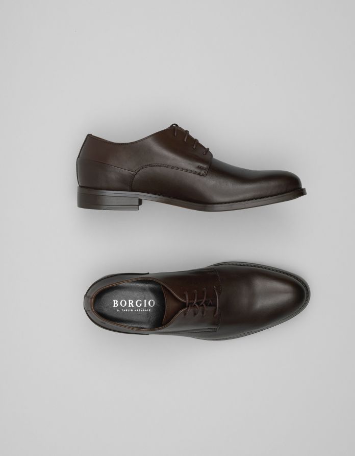 Brązowe buty skórzane derby D004A