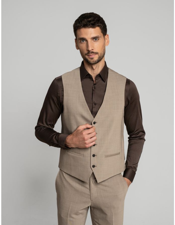 Kamizelka orciano beżowy slim fit