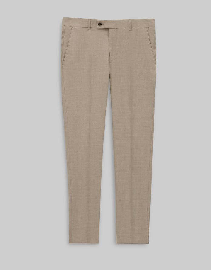 spodnie do zestawu godrano beżowy slim fit