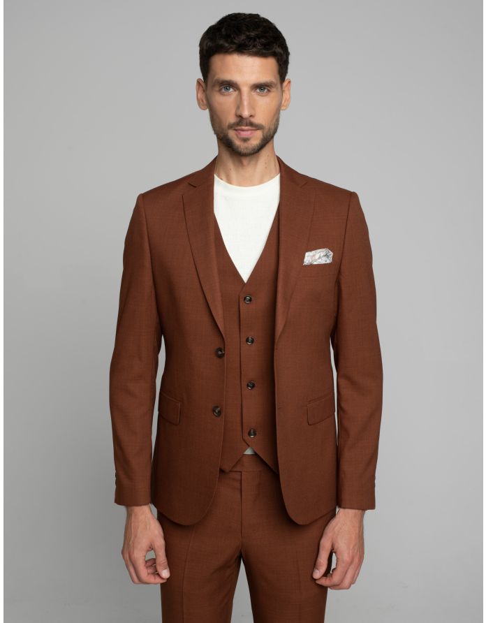 marynarka do zestawu barzano ceglasty slim fit