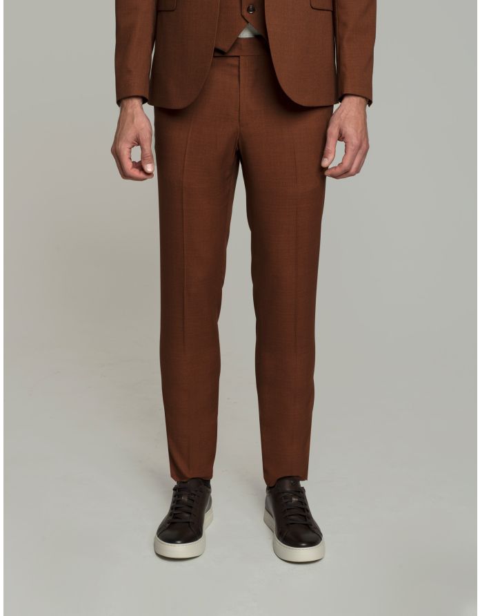 spodnie do zestawu barzano ceglasty slim fit