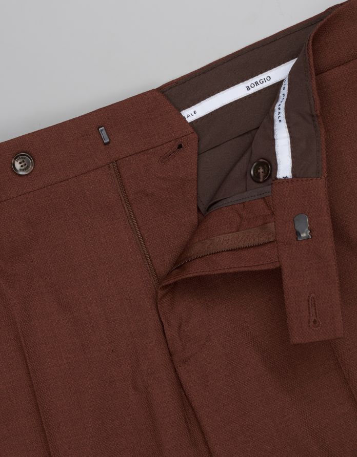 spodnie do zestawu barzano ceglasty slim fit