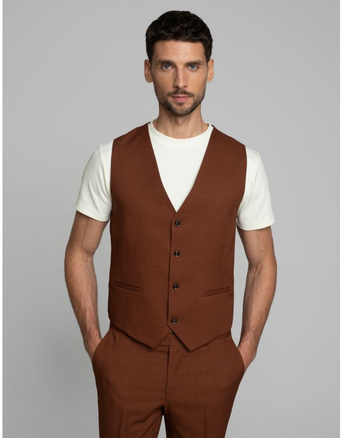 kamizelka do zestawu barzano ceglasty slim fit