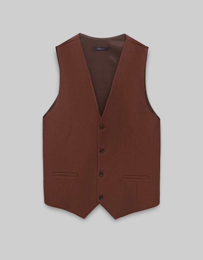 kamizelka do zestawu barzano ceglasty slim fit