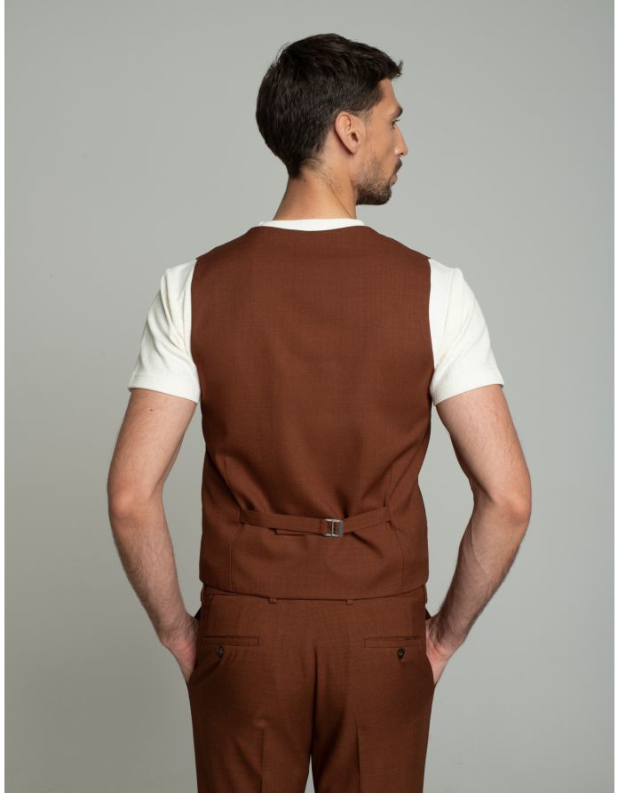 kamizelka do zestawu barzano ceglasty slim fit