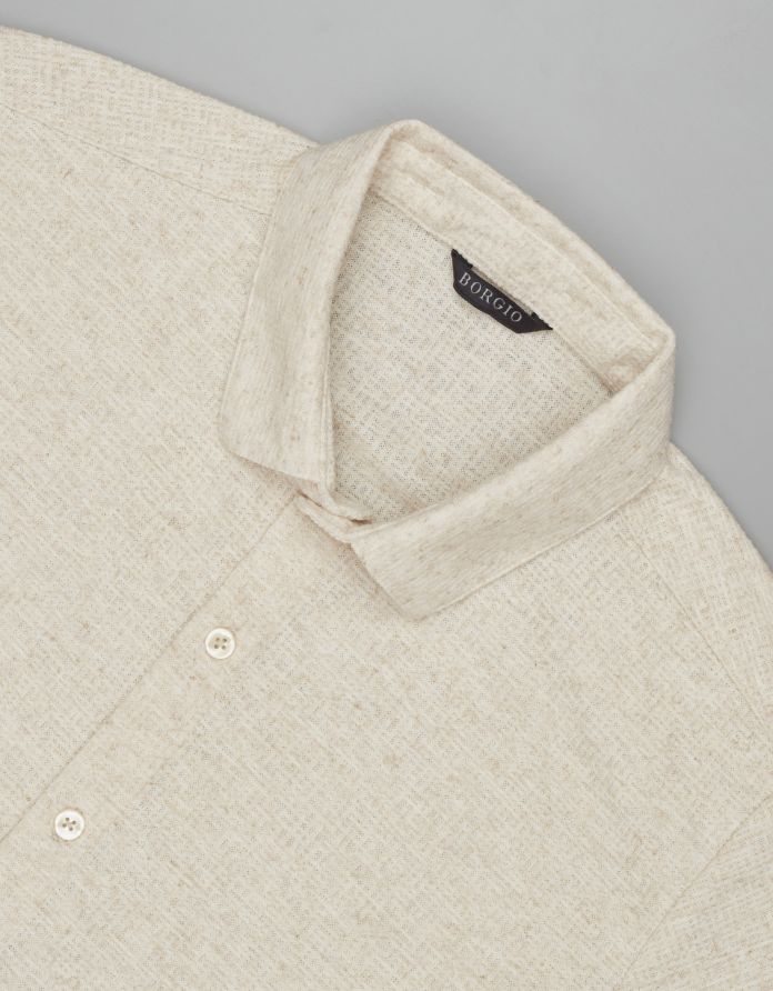 koszula canonica 00530 krótki rękaw beżowy slim fit