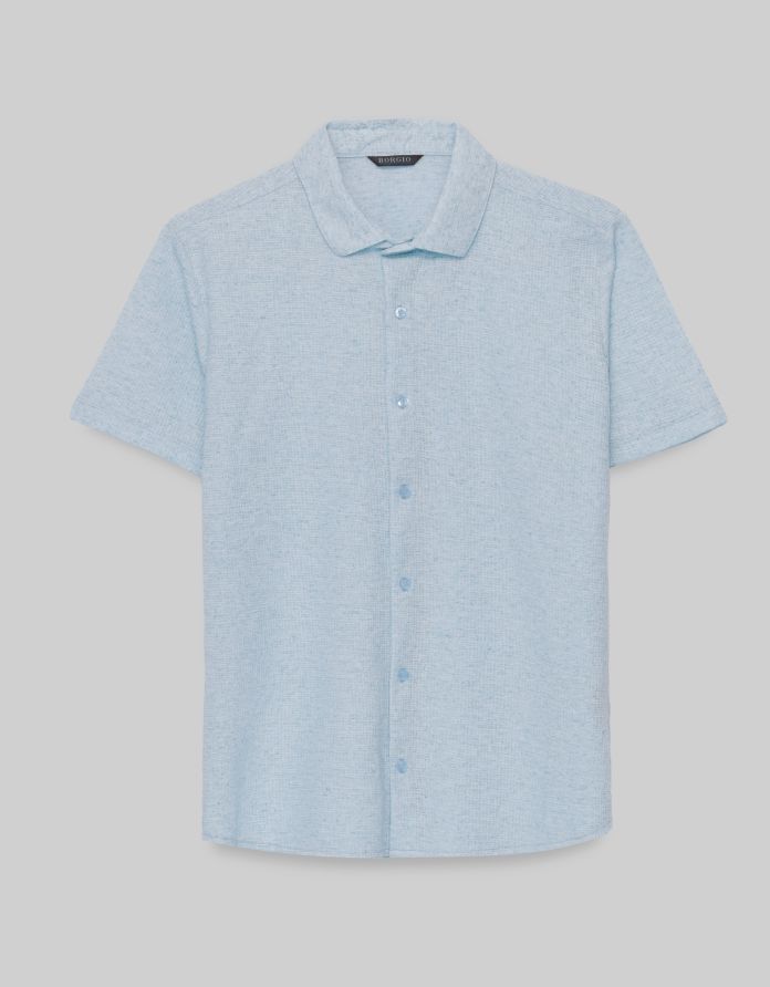 koszula canonica 00531 krótki rękaw błękit slim fit