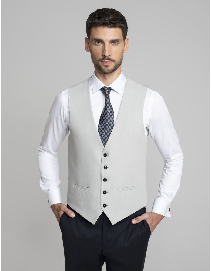 kamizelka do zestawu pimonte szary slim fit