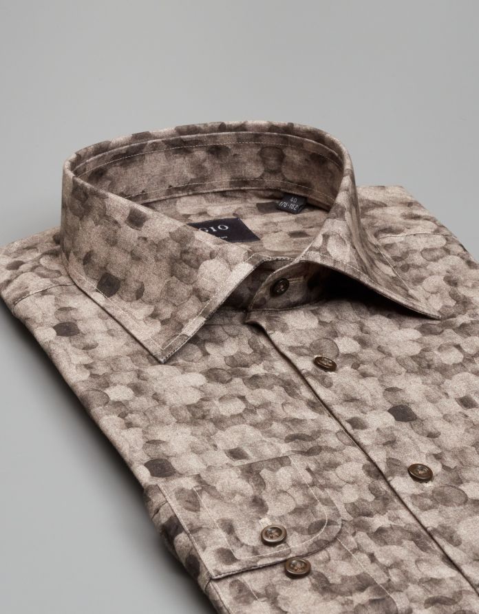 koszula calimera 00540 długi rękaw beżowy slim fit