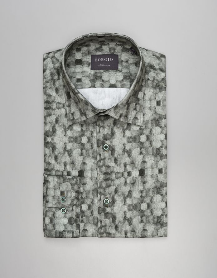 koszula calimera 00541 długi rękaw zielony slim fit