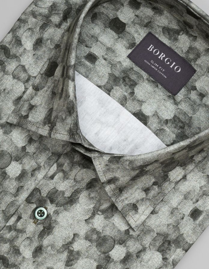 koszula calimera 00541 długi rękaw zielony slim fit